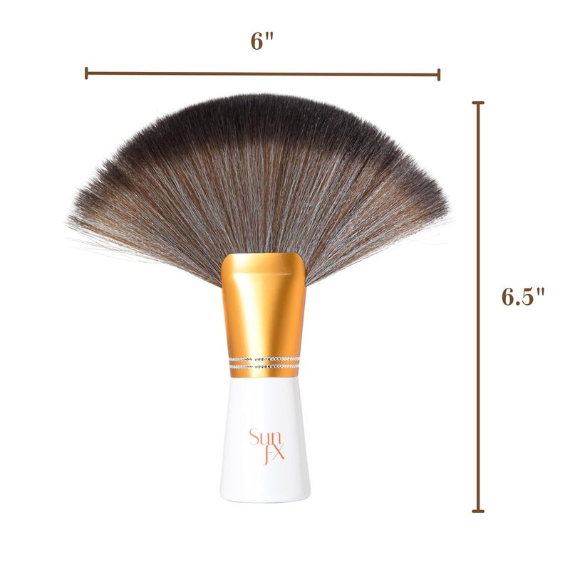 sunfx Finishing Powder Brush | Large Professional Fan Brush for Salon Use | Perfect For Spray Tan Powder | White - Image 4